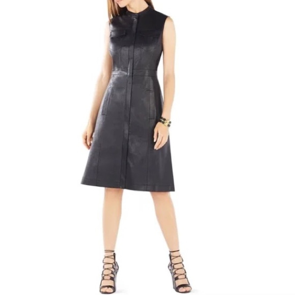 BCBG Maxaria Faux Leather Zip Dress